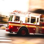 fire truck speeding with motion blur