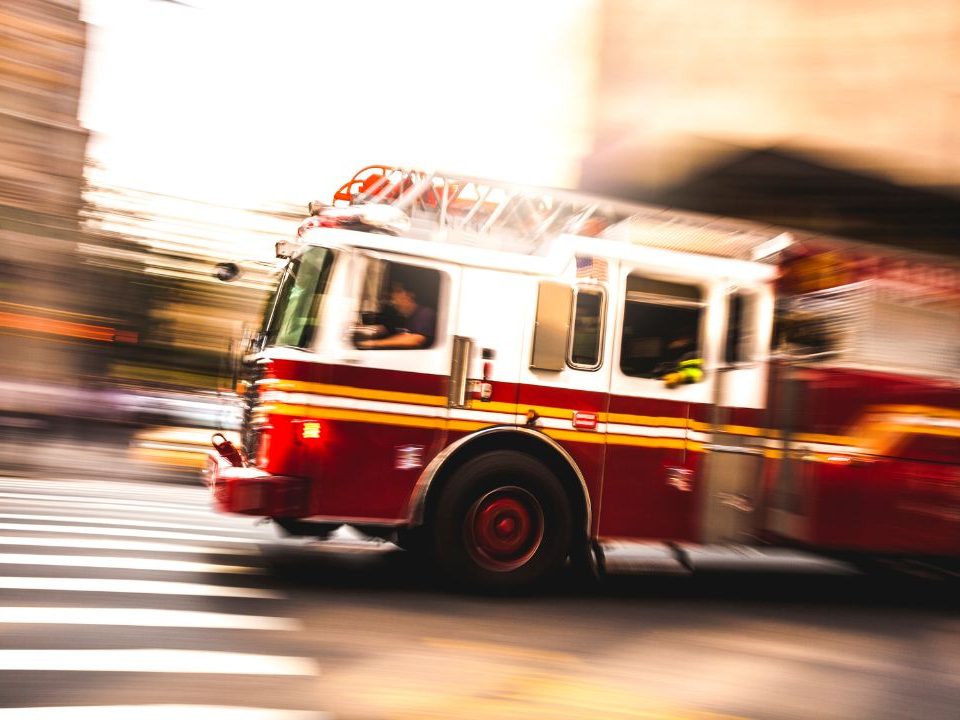 fire truck speeding with motion blur