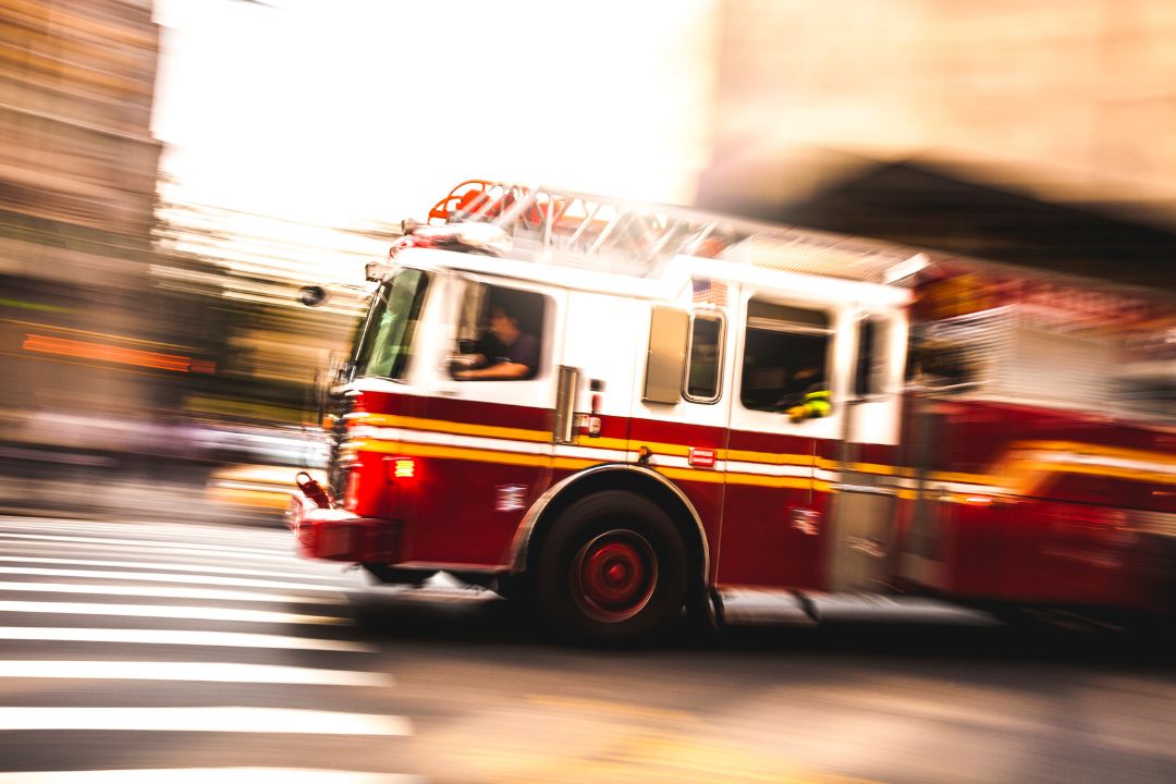 fire truck speeding with motion blur